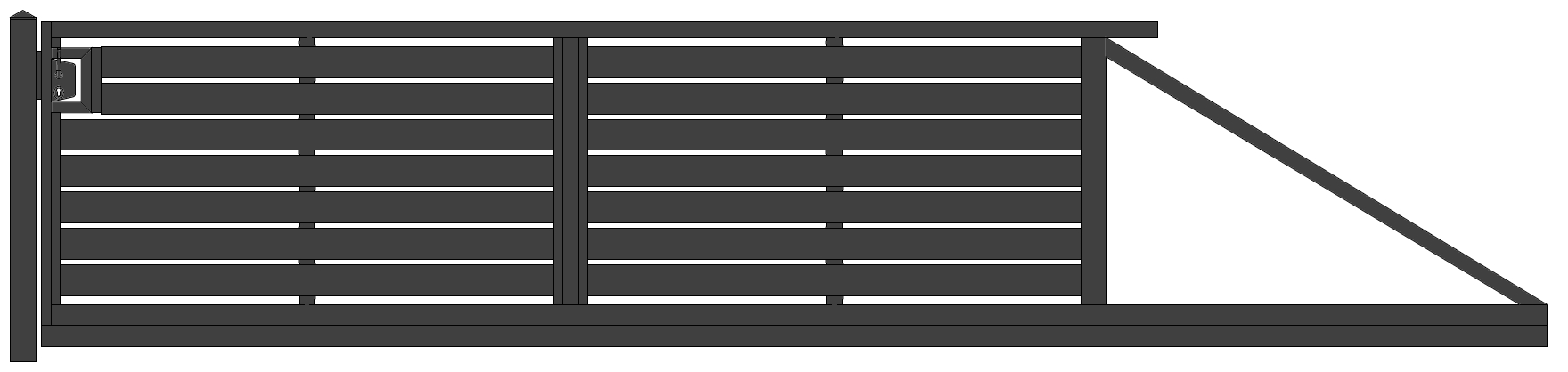 ZAUNPLUS PREMIUM Zaunsystem Malachit 120 P-20 Schiebetor freitragend manuell o. A. Abmessung 125x400 rechts