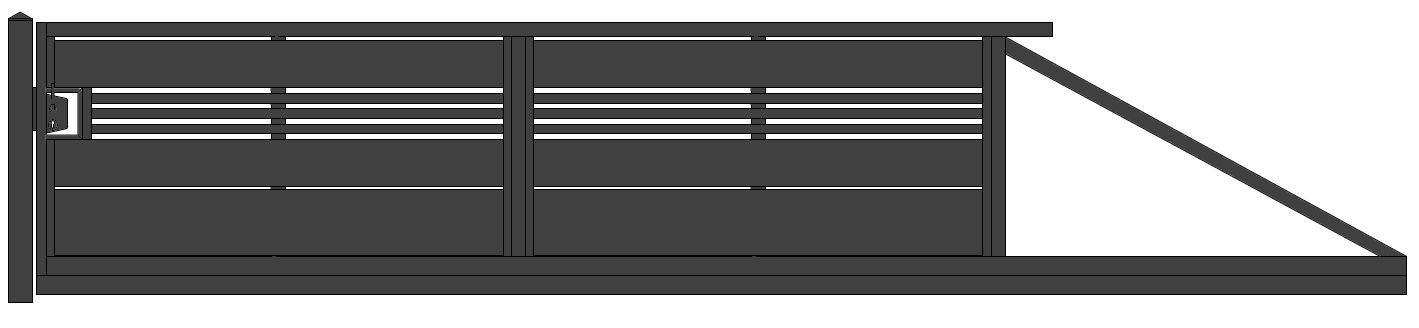 Travertin MX 200 P-25 Schiebetor freitragend manuell Einfahrtstor o. A. Abmessung 115x400 rechts