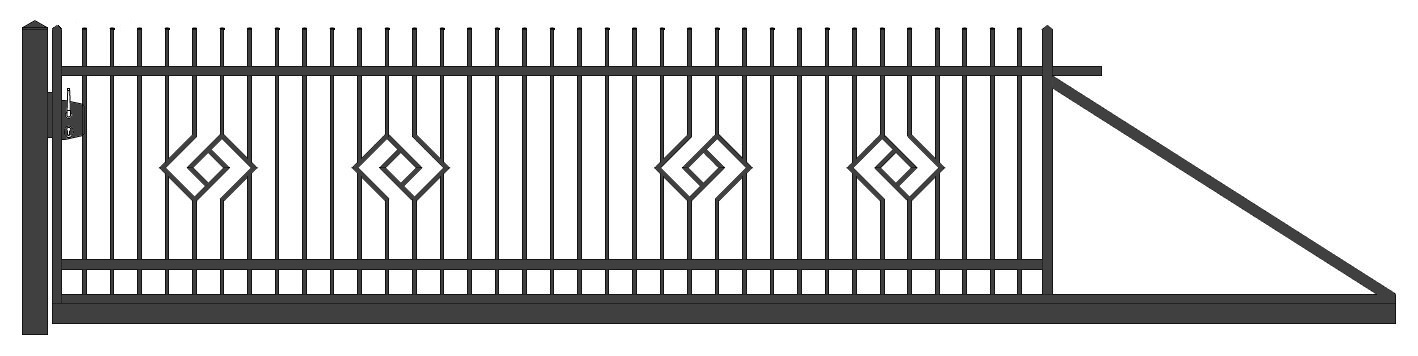 ZAUNPLUS PREMIUM Zaunsystem Smaragd P6 gerade freitragendes Schiebetor manuell o. A. 120x400 rechts