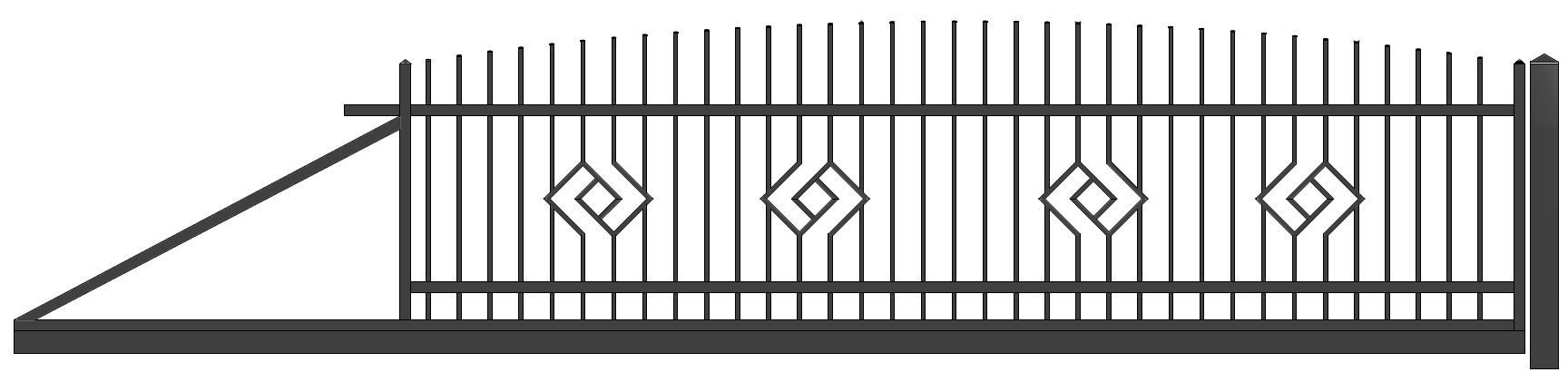 ZAUNPLUS PREMIUM Zaunsystem Smaragd elektrisches Schiebetor freitragend gewölbt m. A. Abmessung 120x400 links